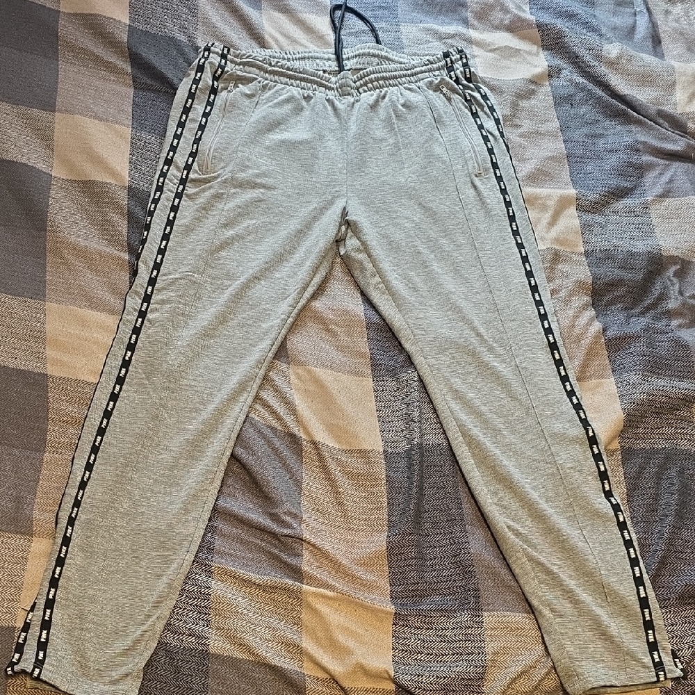Gray Joggers with Black Stripe Detail